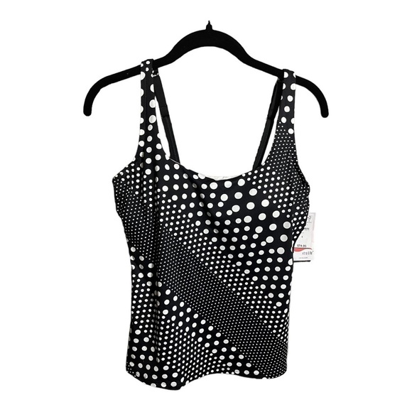 Lands’ End Black and White Polka Dot Square Neck Tankini‎ Top Size 2 NWT - Picture 2 of 7